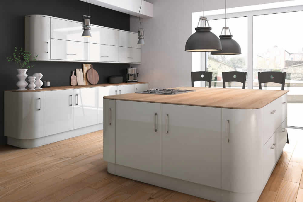Zurfiz Ultra Gloss Light Grey Kitchen